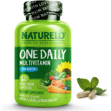 NATURELO One Daily Multivitamin for Men 50+ - with Vitamins & Minerals + Organic Whole Foods - Supplement to Boost Energy General Health - Non-GMO - 60 Capsules | 2 Month Supply - 628110628411