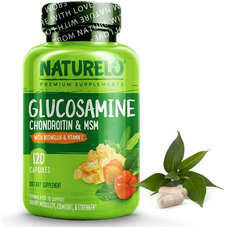 NATURELO Glucosamine Chondroitin MSM with Boswellia and Vitamin C - Supplement for Joint Comfort Mobility and Strength - 120 Capsules - 628110628497