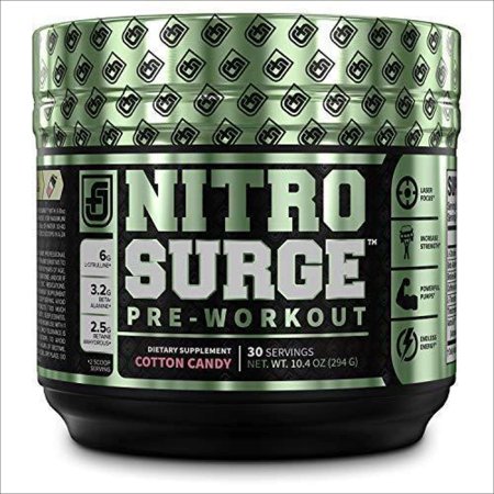 NITROSURGE Pre Workout Supplement - Endless Energy, Instant Strength Gains, Clear Focus, Intense Pumps - Nitric Oxide Booster & Powerful Preworkout Energy Powder - 30 Servings, Cotton - 628250670554
