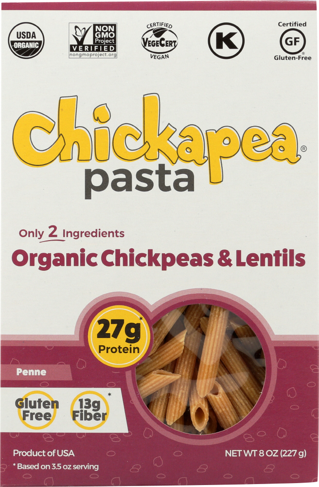 Organic Chickpeas And Lentils Pasta, Penne - 628451868064
