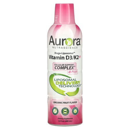 Mega-Liposomal Vitamin D3/K2+ Organic Fruit 16 fl oz (480 ml) Aurora Nutrascience - 628504648056