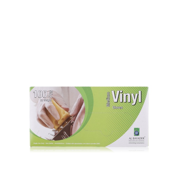 Al Bayader medium vinyl gloves x100 - Waitrose UAE & Partners - 6291033730024