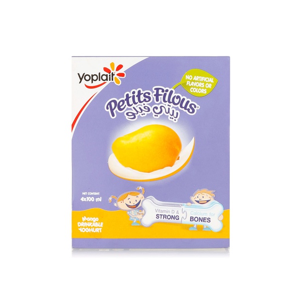 Yoplait Petits Filous mango drinking yoghurt 4x100ml - Waitrose UAE & Partners - 6291100853441