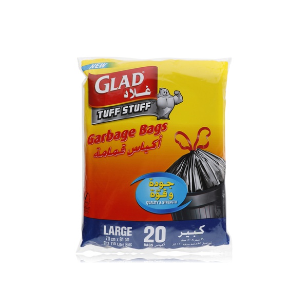 Glad drawstring large garbage bags 70x81cm 110ltr x20 - Waitrose UAE & Partners - 6291105650045
