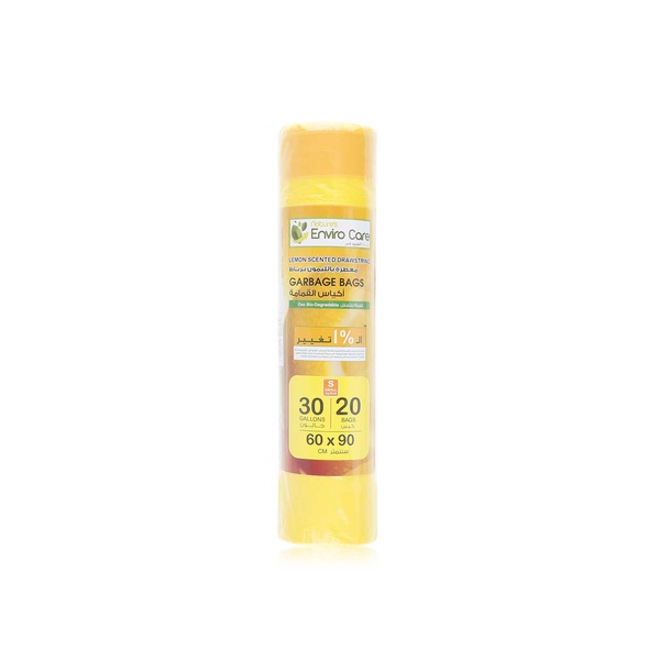 Enviro Care lemon scented drawstring garbage bags 60x90cm 30gal x20 - Waitrose UAE & Partners - 6291107821825