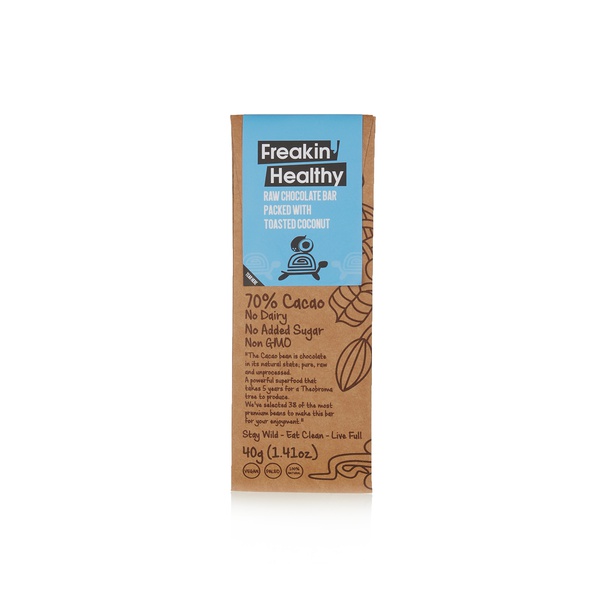 Freakin Healthy raw chocolate bar with toasted coconut 40g - Waitrose UAE & Partners - 6291107892337