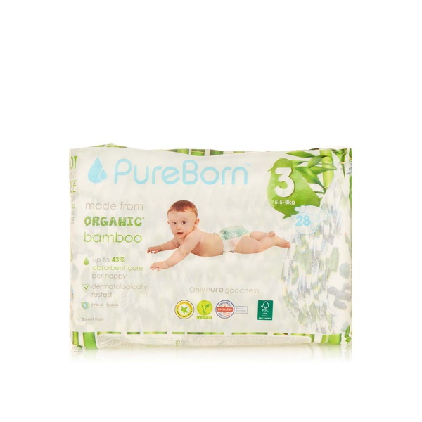 Pureborn size 3 nappies 5.5-8kg x28 - Waitrose UAE & Partners - 6294016059303