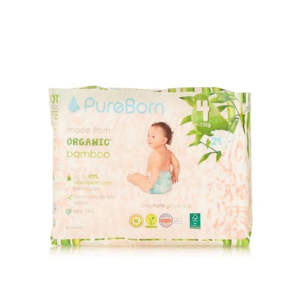 Pureborn size 4 nappies 7-12kg x24 - Waitrose UAE & Partners - 6294016059310