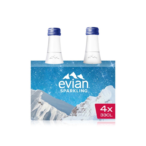 Evian sparkling natural mineral water glass 4x330ml - Waitrose UAE & Partners - 6297001056165