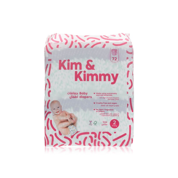 Kim & Kimmy - size 2 diapers (4 - 8kg, qty 72) - Waitrose UAE & Partners - 6298044140019