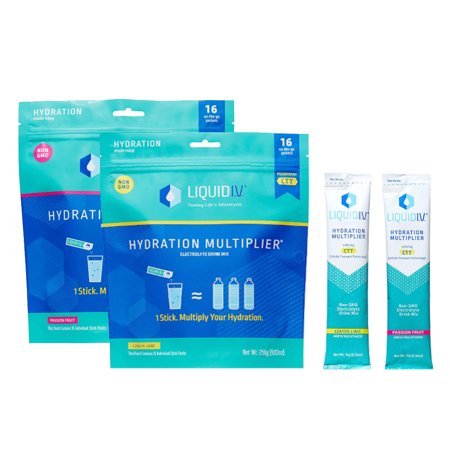 Liquid I.V. Hydration Multiplier - Electrolyte Powder, Easy Open Packets, Supplement Drink Mix (16 ct Passion Fruit, 16 ct Lemon Lime) - 630148913841