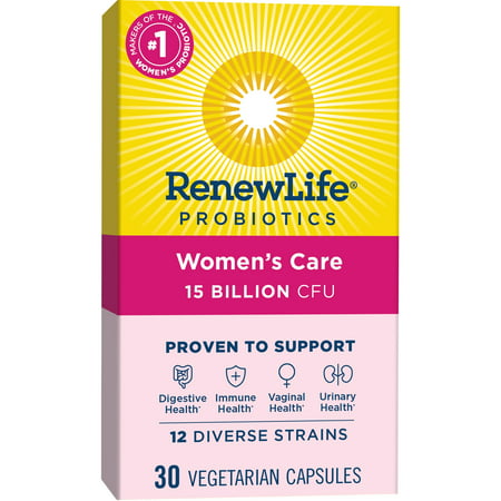 Renew Life Womens Care Probiotic 15 Billion CFU Per Capsule Convenient Go-Pack 30 Capsules - 631257158727
