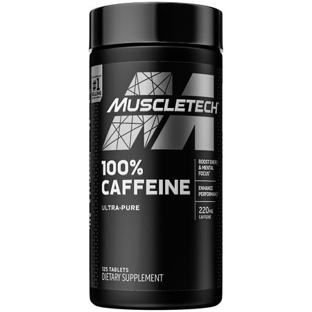 Caffeine Pills | MuscleTech 100% Caffeine Energy Supplements | PreWorkout Mental Focus + Energy Supplement | 220mg of Pure Caffeine | Sports Nutrition Endurance & Energy, 125 Count (Package may vary) (B07GY3J99B) - 631656609394
