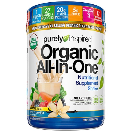 Meal Replacement Shake, Organic | Purely Inspired All-in-One Meal Replacement | Plant Based Protein Powder for Women & Men | Organic Protein Powder | Protein Shake Powder | Vanilla, 1.3 Pounds (B07BQKW63M) - 631656708752
