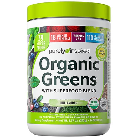 Greens Powder Smoothie Mix | Purely Inspired Organic Greens Powder Superfood | Super Greens Powder Organic | Fruit + Veggie Superfood Powder | Green Smoothie Powder, 24 Servings (Package May Vary) (B01MPXM7YK) - 631656708837