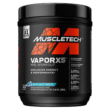 Pre Workout Powder | MuscleTech Vapor X5 | Pre Workout Powder for Men & Women | PreWorkout Energy Powder Drink Mix | Sports Nutrition Pre-Workout Products | Blue Raspberry (30 Servings)-Package Varies (B01JUA77CO) - 631656710922
