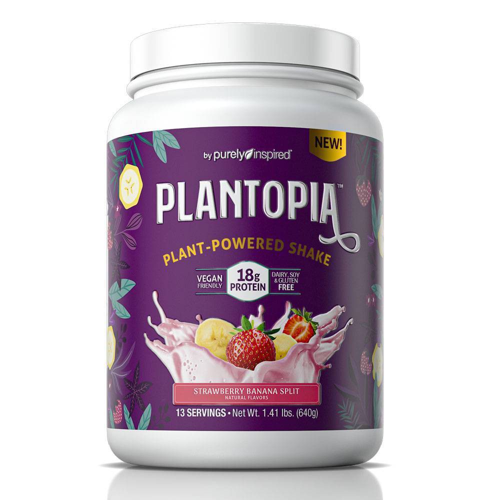 Vegan Protein Powder | Purely Inspired Plantopia | Silky-Smooth Plant Based Protein Powder for Women & Men | Gluten Free Plant Protein Powder | Dairy Free, Soy Free | Strawberry Banana Split, 13 Serv (B08HWNFTR6) - 631656714913