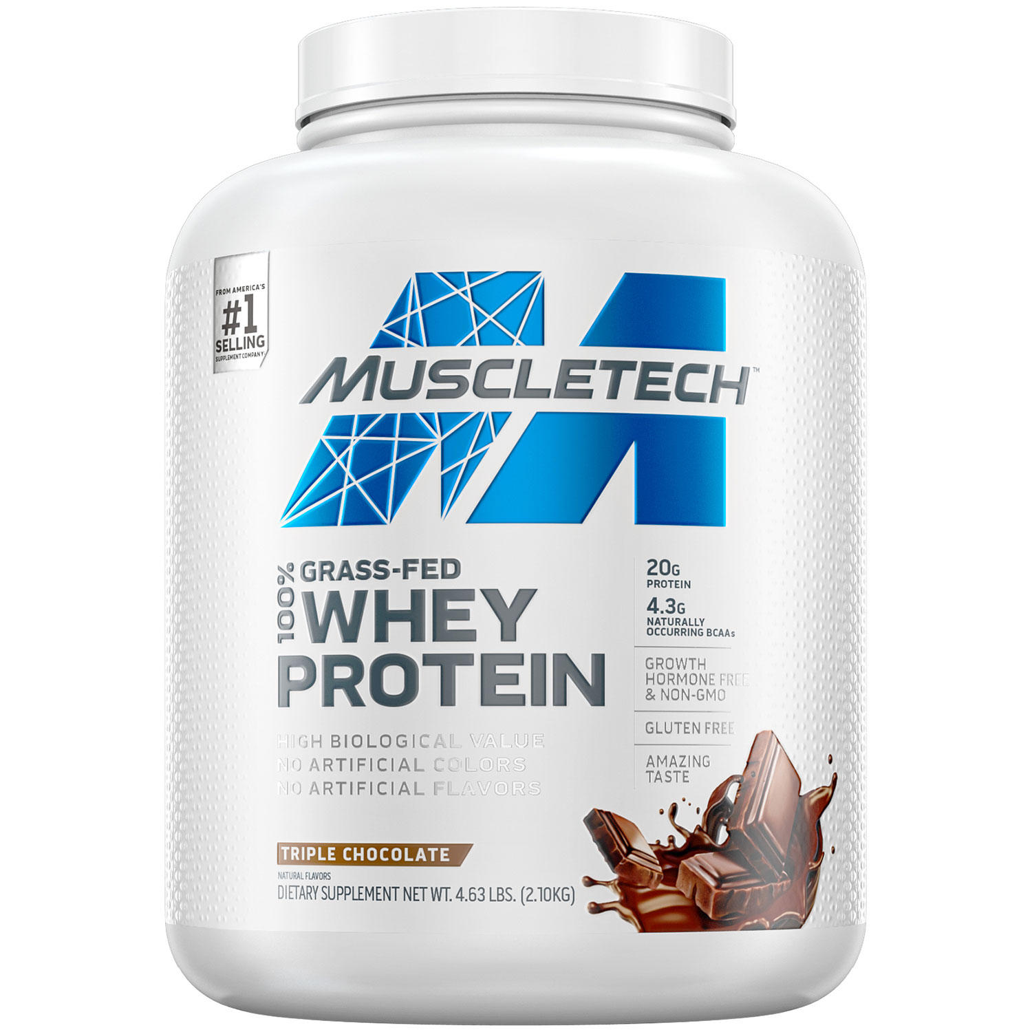 MuscleTech 100% Grass Fed Whey Protein, Chocolate (4.63 Pound) - 631656715750