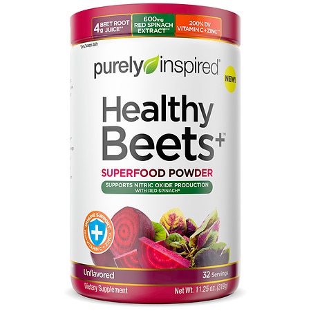 Beet Root Powder | Purely Inspired Healthy Beets + Superfood Powder | Vitamin C & Zinc for Immune Support | Supports Nitric Oxide Production with Red Spinach | Unflavored (32 Servings) (B09NZS57ST) - 631656716474