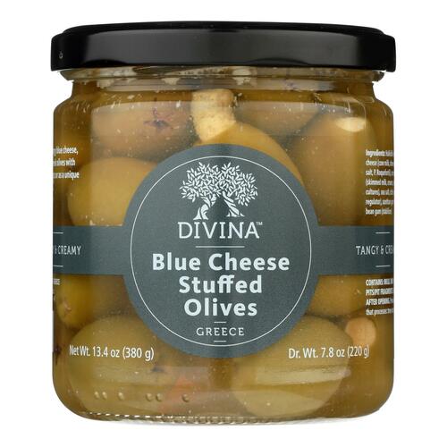 Divina - Olives Stuffed With Blue Cheese - Case Of 6 - 7.8 Oz. - 631723200455