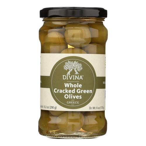 Divina - Cracked Green Olives - Case Of 6 - 6.14 Oz. - 0631723202817