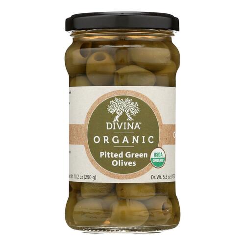 Divina - Organic Pitted Green Olives - Case Of 6 - 6 Oz. - 0631723212700