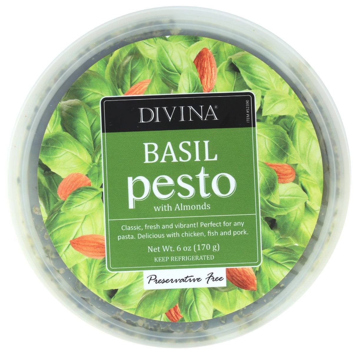 DIVINA: Basil Pesto with Almonds, 6 oz - 0631723523905