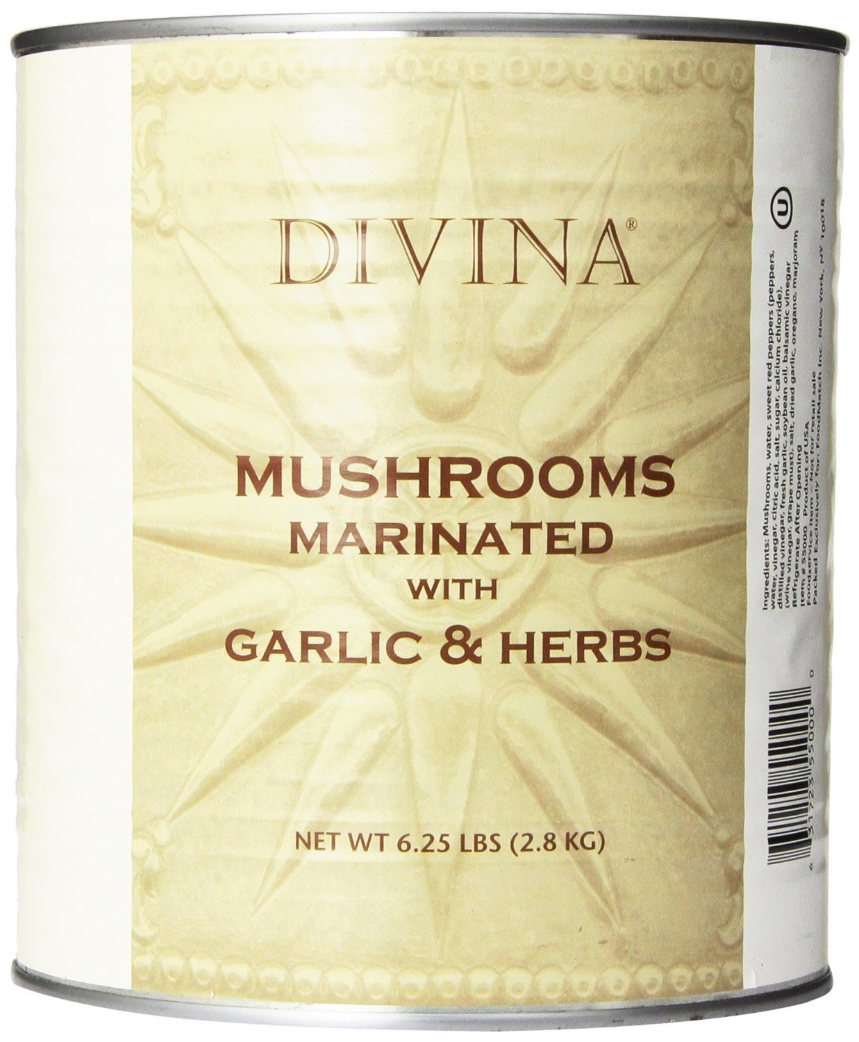DIVINA: Mushrooms Marinated with Garlic & Herbs, 6.25 lb - 0631723550000