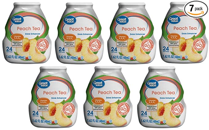 Pack of 7 - Great Value Drink Enhancer, Peach Tea, 1.62 fl oz - 631907742566