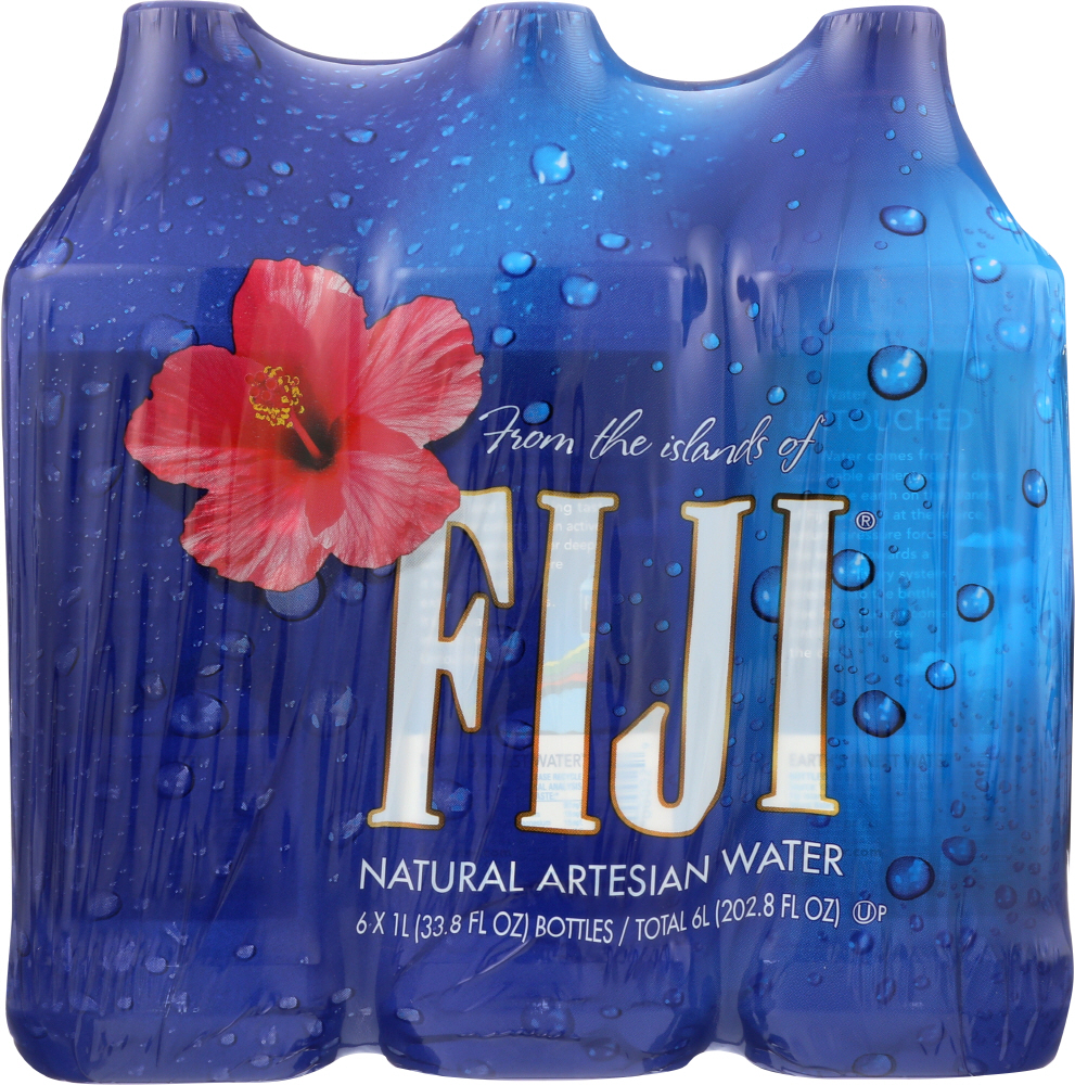 FIJI WATER: Natural Artesian Water 1 liter bottles, 6 pc - 0632565000104