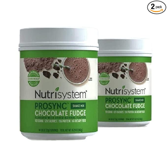  Nutrisystem PROSYNC Shake Mix Chocolate Fudge Protein & Probiotics - Support Digestive Health & Help Bust Belly Bloat - 2 Containers - 16.3 oz. each - 28 Servings  - 632674902139