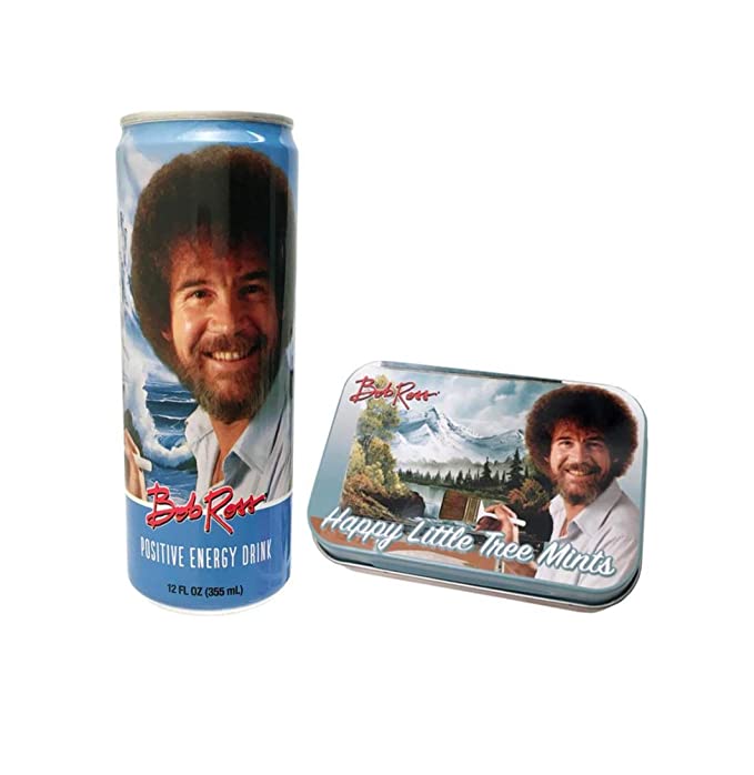 Bob Ross Positive Energy Drink 12 FL OZ Bundled with Happy Little Tree Mints - 632726055837
