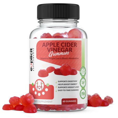Pure Apple Cider Vinegar Gummies for Detox Cleanse & Weight Loss - By eXplicit Supplements - 1 Month Supply - 632726182373