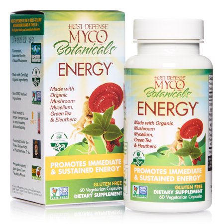 Host Defense MycoBotanicals Energy Promotes Immediate and Sustained Energy Daily Mushrooms and Herb Supplement with Reishi and Cordyceps Vegan Organic - 633422281230