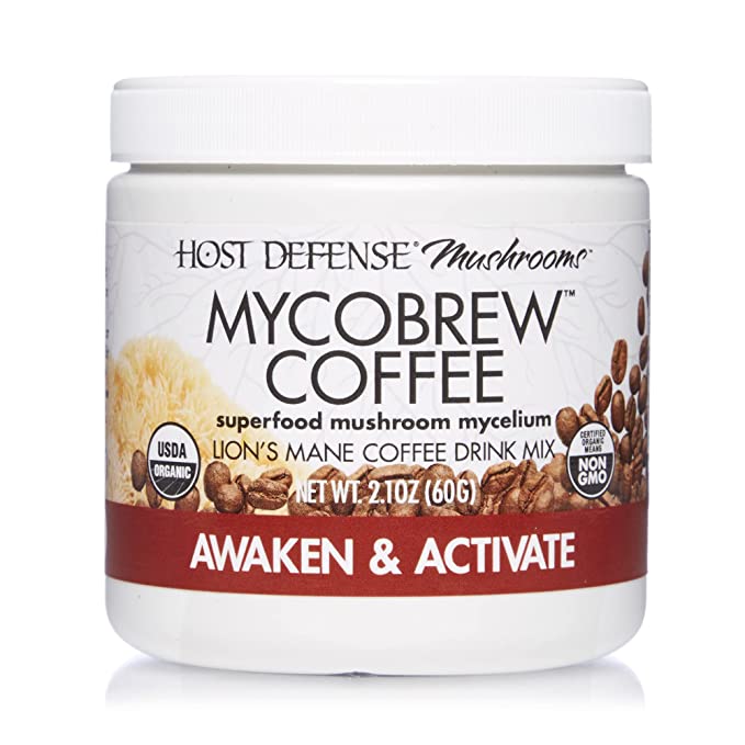  Host Defense, MycoBrew Instant Coffee Drink Mix, Supports Energy and Focus, With Lion’s Mane Mushroom, 2.1oz  - 633422567174