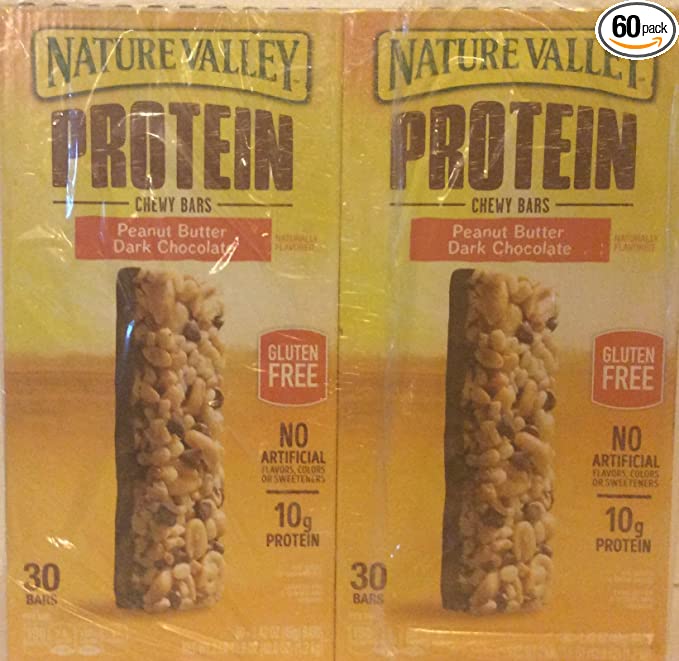 Nature Valley Peanut Butter Dark Chocolate Protein Chewy Bars (2 Super Saver Pack 30ct Each Box 1.42oz Each bar) - 633632008009