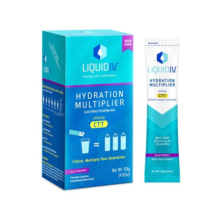 Hydration Multiplier, Electrolyte Powder, Easy Open Packets, Supplement Drink Mix (Acai Berry) (8) Liquid I.V. - 635216961588