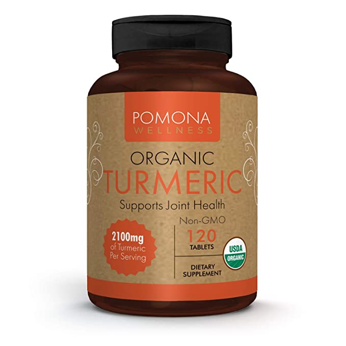 Pomona Wellness Organic Turmeric Supplement 1,400 mg, Turmeric Curcumin With Black Pepper for Absorption, For Joint Support, Immunity, and Inflammation, USDA Organic, Non-GMO, Vegan, 120 Tablets  - 636601398439