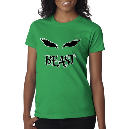 New Way 611 - Women's T-Shirt Beast Mode Eyes Grin Workout - 636996391114