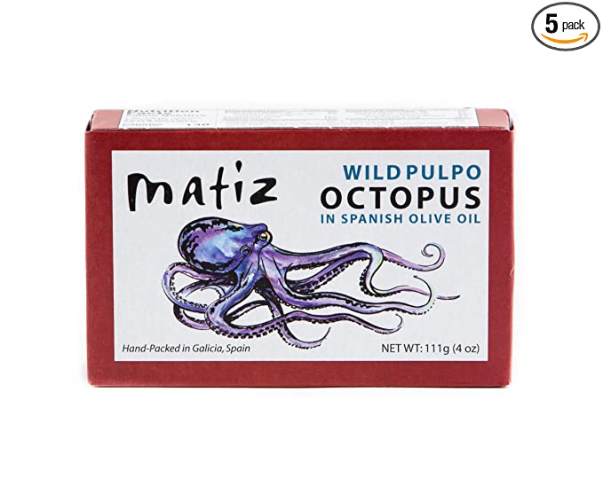  Matiz Pulpo Wild-Caught Pulpo Spanish Octopus in Olive Oil 4.0 Oz, (5 Pack)  - 637122182316