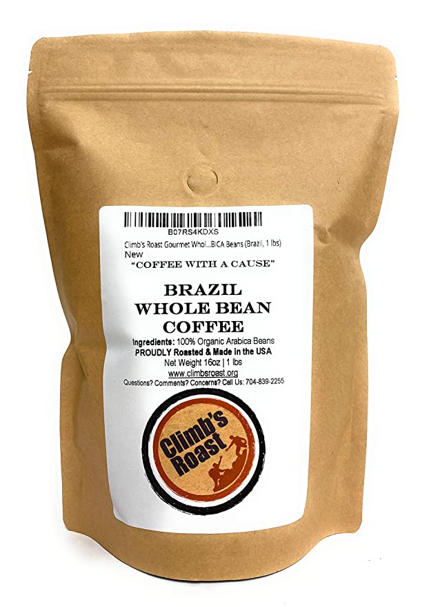  Climb's Roast Gourmet Whole Roasted Coffee Beans, 5 Pounds, Brazil  - 637405181661