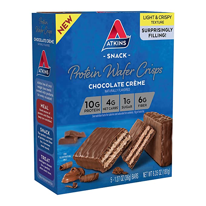 Atkins Protein Wafer Crisps, Chocolate Crème, Keto Friendly, 5 Count - 637480000727