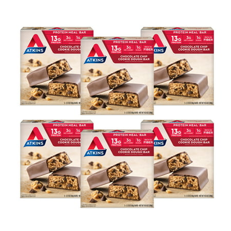 Atkins Protein-Rich Meal Bar, Chocolate Chip Cookie Dough, Keto Friendly, 30 Count - 637480029308