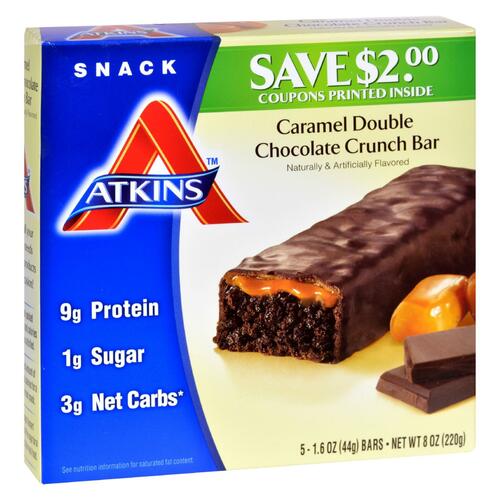 ATKINS: Snack Bar Caramel Double Chocolate Crunch (5×1.6oz bars), 8 oz - 0637480035057