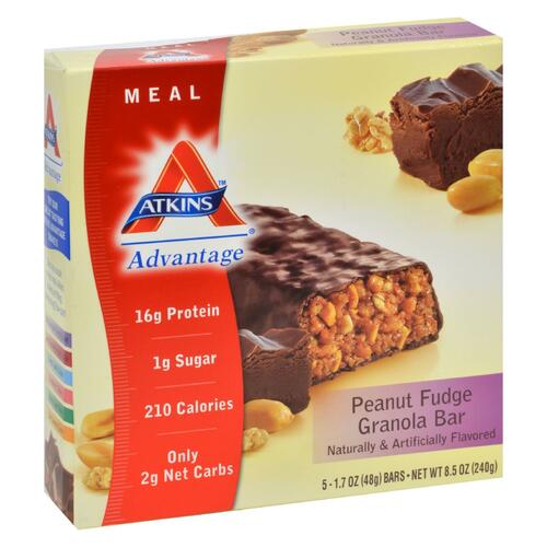 Atkins Advantage Bar Peanut Fudge Granola - 5 Bars - peanut