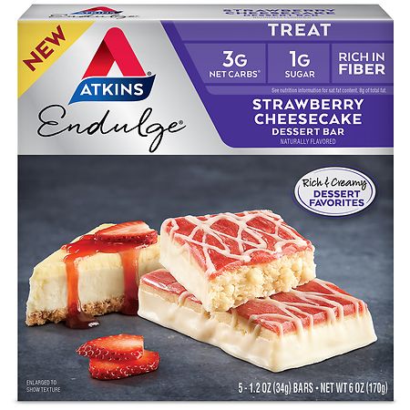 Atkins Endulge Treat Strawberry Cheesecake Dessert Bar, 6 Ounce (5 Bars) (B08L6W3W63) - 637480054607