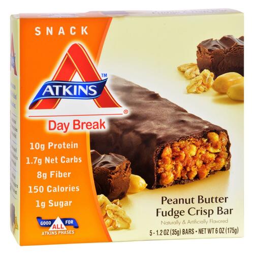 Atkins Day Break Bar Peanut Butter Fudge Crisp - 5 Bars - 0637480055024