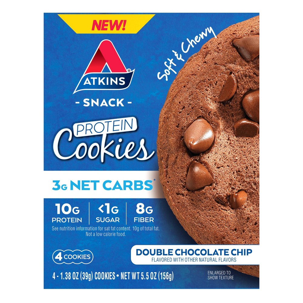 Atkins Atkins Protein Cookie Double Chocolate Chunk, 1.38 Ounce (Pack of 4) (B08YK8T19W) - 637480074308