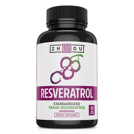 Zhou Resveratrol Supplement | Healthy Aging, Immune System & Heart Health Support | Powerful Antioxidant Benefits | 30 Servings, 60 Veg Caps (B013GVCD6I) - 637769766030