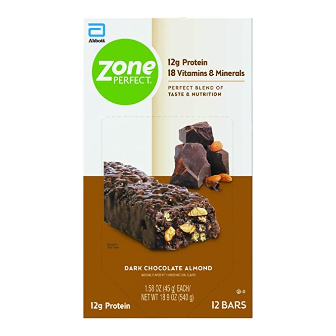  Zone Perfect Protein Bars 12g of Protein Nutrition Bars With Vitamins Minerals Great Taste Guaranteed Bars, Dark Chocolate Almond, 36 Count  - 638102632258